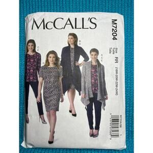 McCalls 7204 Sewing patternjacket top dress psnts size 18w 20w 22w 24w